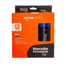 Caixa 12 Marcadores Permanente Top Ponta Chanfrada 5mm Jocar Office Azul - 12 Unidades