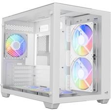 Gabinete Gamer Aerocool Dryft Mini Branco Com 6 fans ARGB Lateral Vidro