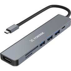 Hub Adaptador USB-C 7 Portas HDMI USB-C 3x USB-A SD TF Fortrek DC75