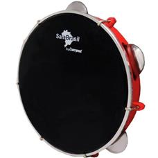 Pandeiro 10” Premium Pele Preta SamBrasil Liverpool Vermelho