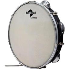 Pandeiro 10” Premium Pele Branca SamBrasil Liverpool Preto