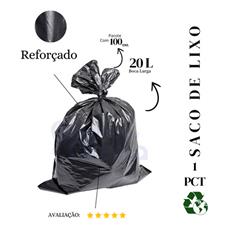 Saco De Lixo 20 Litros Reforçado Preto - 100 Unidades