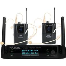 Sistema de Microfone Duplo Sem Fio Leson LS962 Bege