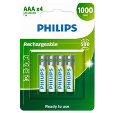 4 Pilhas Recarregaveis Aaa Philips