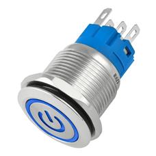 Botão On Off 19mm Prata 220v 3a Com Led Azul 12v Storm