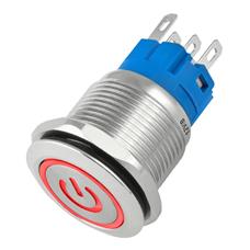 Botão On Off 19mm Prata 220v 3a C/ Led Vermelho 12v Storm