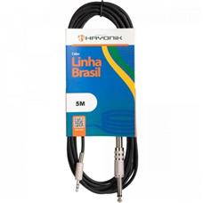 Cabo de Áudio Hayonik Linha Brasil P2 Estéreo x P10 Mono 5m Preto