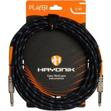 Cabo Para Instrumento Têxtil Hayonik Player P10 5m Preto/Azul