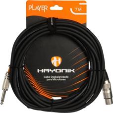 Cabo Para Microfone Hayonik Player XLR Fêmea x P10 7m Preto