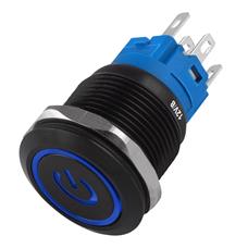 Chave Anti Vandalismo Pulso Preta 220v 3a Led Azul 12v Storm