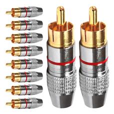 Conector Linha Rca Macho Profissional Vermelho Storm 10 Un.