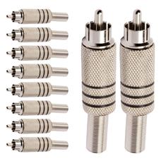 Conector Linha Rca Macho Metal Niquel Preto Storm 10 Un.