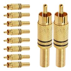 Conector Linha Rca Macho Metal Gold Preto Storm 10 Unidades