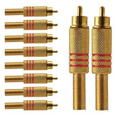Conector Linha Rca Macho Metal Gold Vermelho Storm  10 Un.