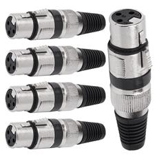 Conector Xlr Femea Linha Preto Metal Storm 05 Unidades