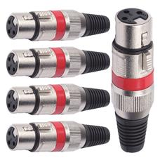 Conector Xlr Femea Linha Vermelho Metal Storm 05 Unidades