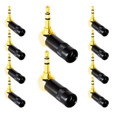 Conector P2 Stereo 90 Graus Preto Metal Gold Storm 10 Un.