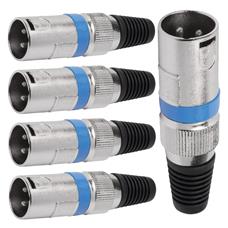 Conector Xlr Macho Linha Azul Metalico Storm 05 Unidades