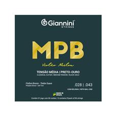 Encordoamento Giannini P/violão Nylon Preto/ouro C/bolinha Genwbg