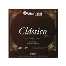 Encordoamento Giannini Clássico P/violão Nylon 65/35 Prateado Leve Genwpl