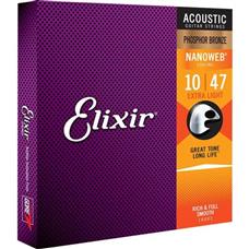 Encordoamento Para Violão .010 Extra Light Phosphor Bronze Nanoweb 16002 Elixir