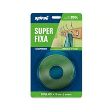 Fita Dupla Face Super Fixa Transparente até 800g 19mm x 2m Spiral