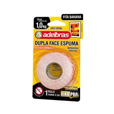 Fita Dupla Banana Fixa Pro Espuma até 1kg 19mm x 2m Adelbras